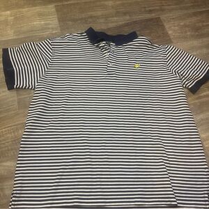 Striped Polo Shirt - Navy and White